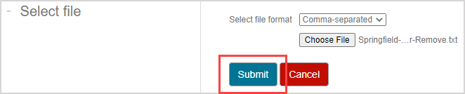 The Submit button is after the Choose File button.